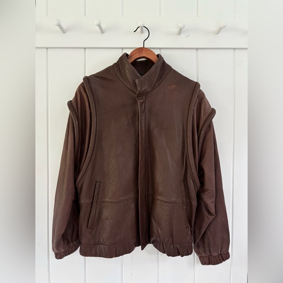 Vintage Jackets & Blazers - Vintage Leather Bomber Aviator Flight Jacket Women Size 7/8 Chocolate Brown